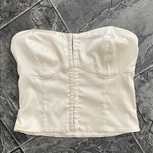 ABERCROMBIE & FITCH Elegant Cream Sweetheart Strapless Hook & Eye Y2K Corset Top